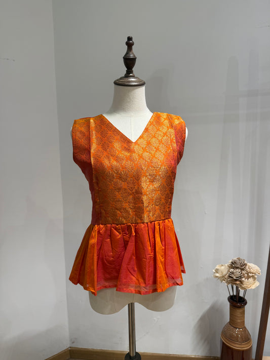 Amber Glow Dual-Tone Peplum Top