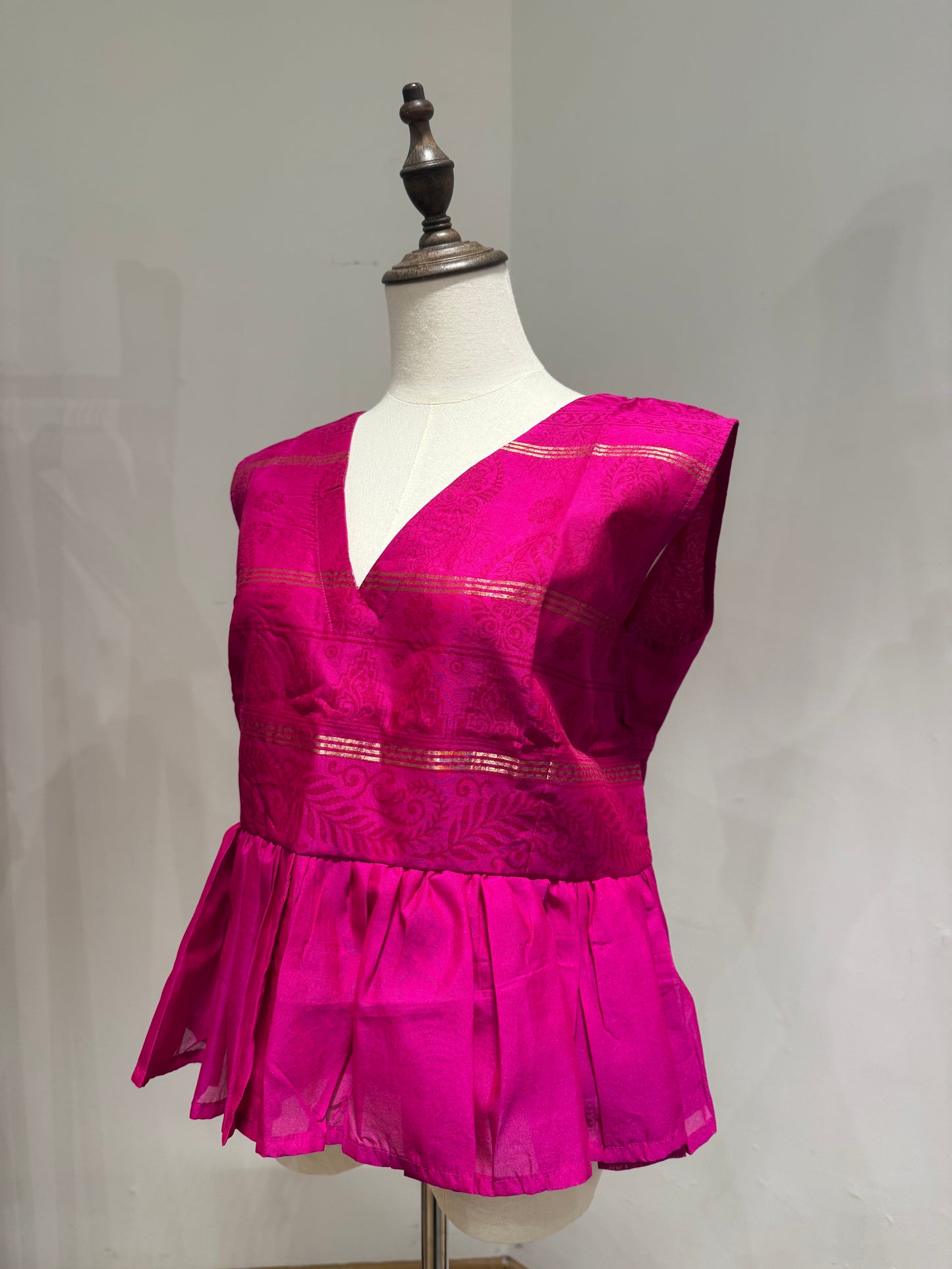 Hot Pink Striped Peplum Top