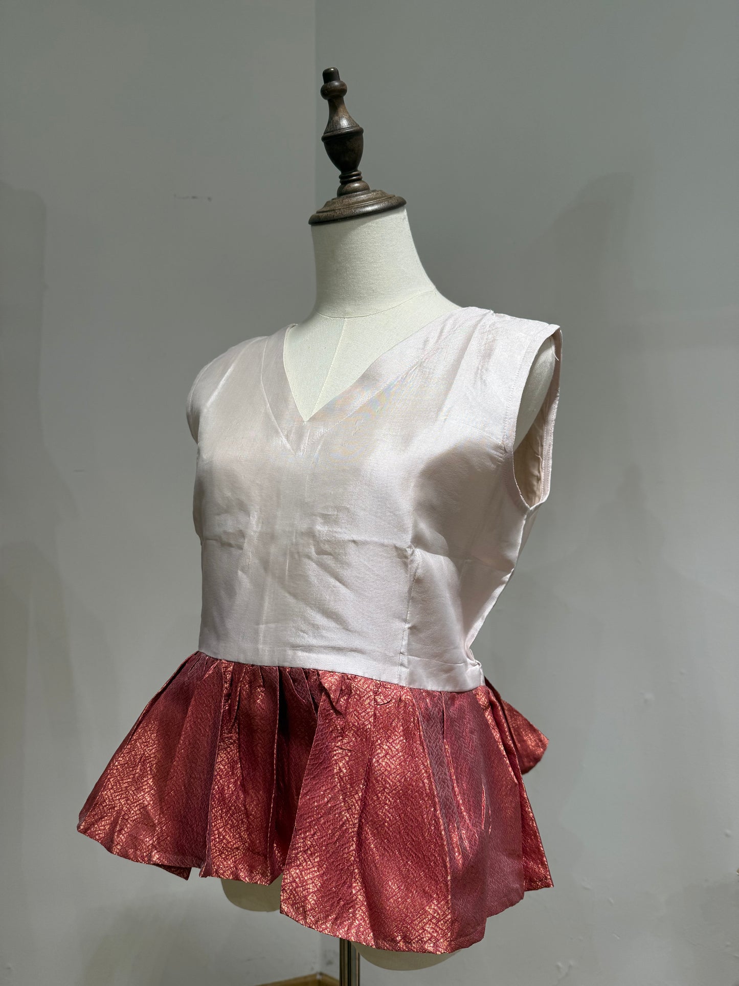 Pink & Rose Gold Dual-Tone Peplum Top