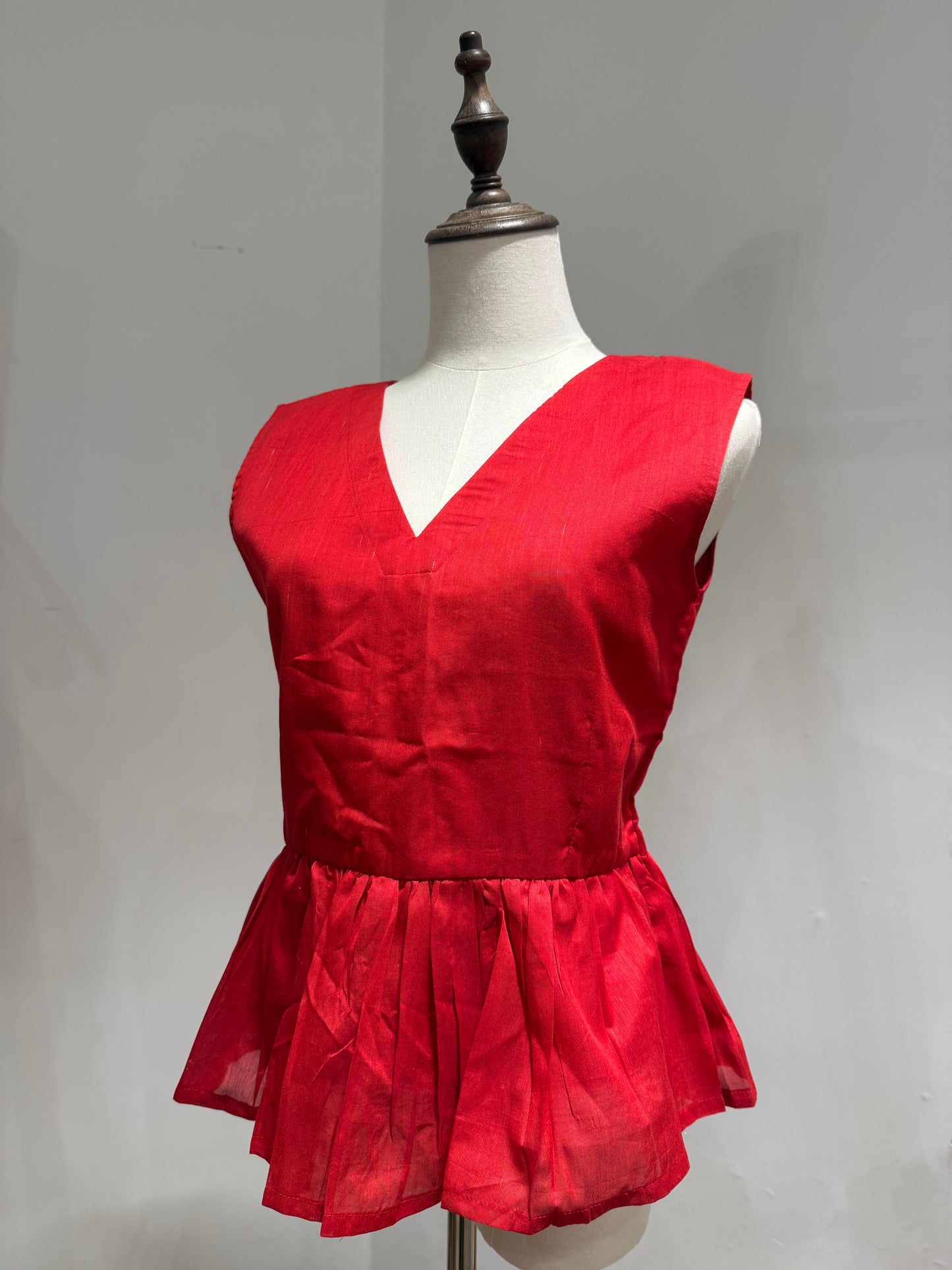 Crimson Sheen Peplum Top