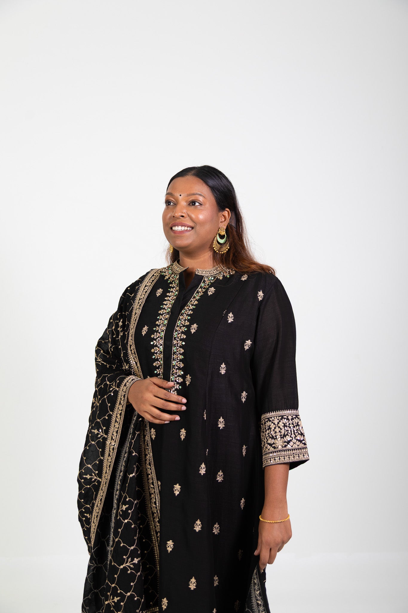 Midnight Gold Embroidered Suit Set