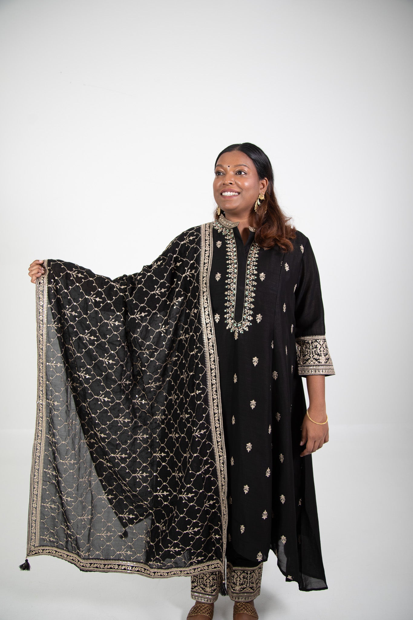 Midnight Gold Embroidered Suit Set
