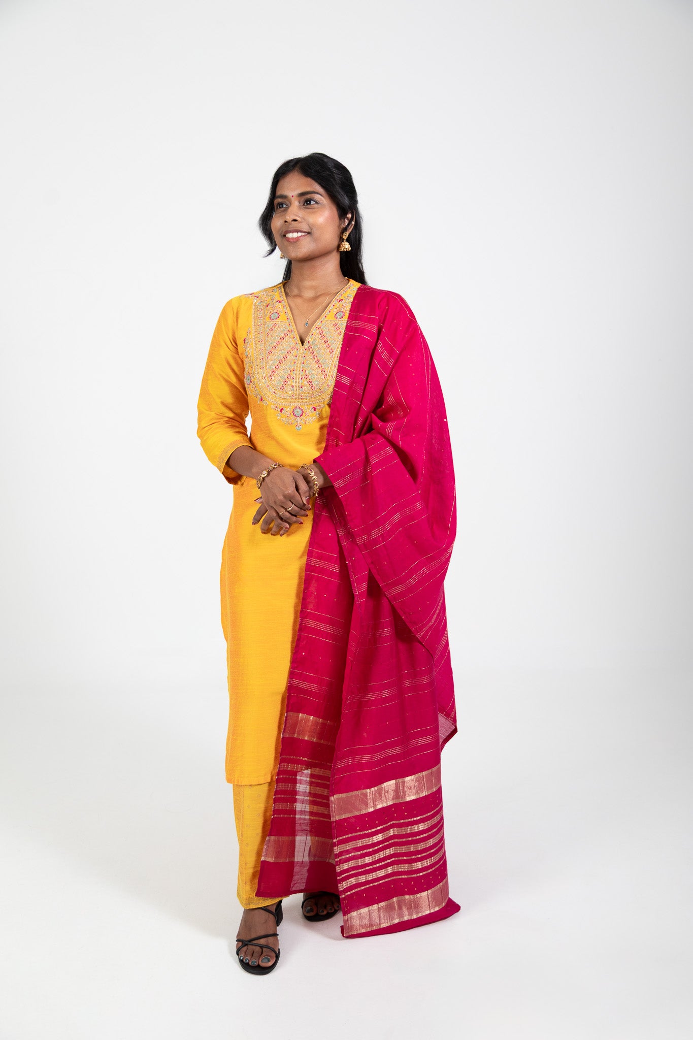 Yellow Silk Kurta Set with Dupatta