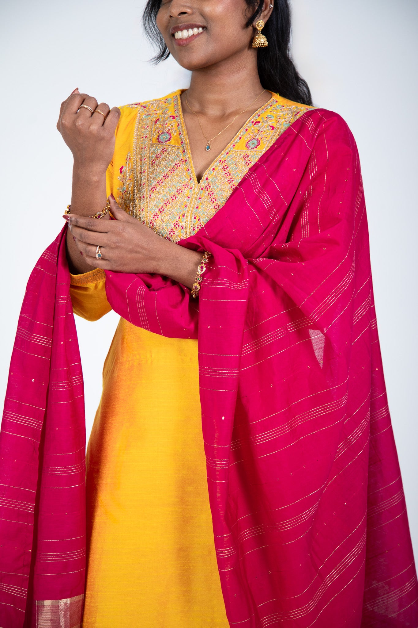 Yellow Silk Kurta Set with Dupatta