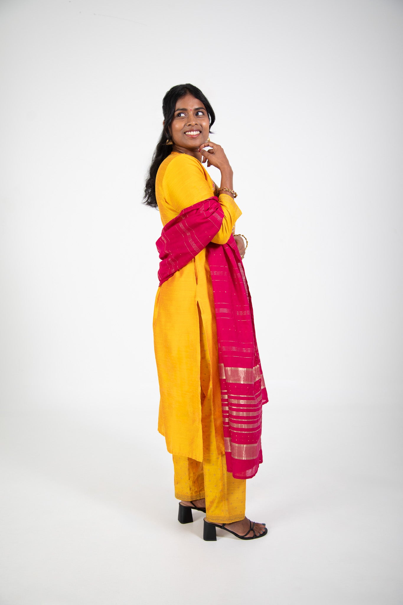 Yellow Silk Kurta Set with Dupatta