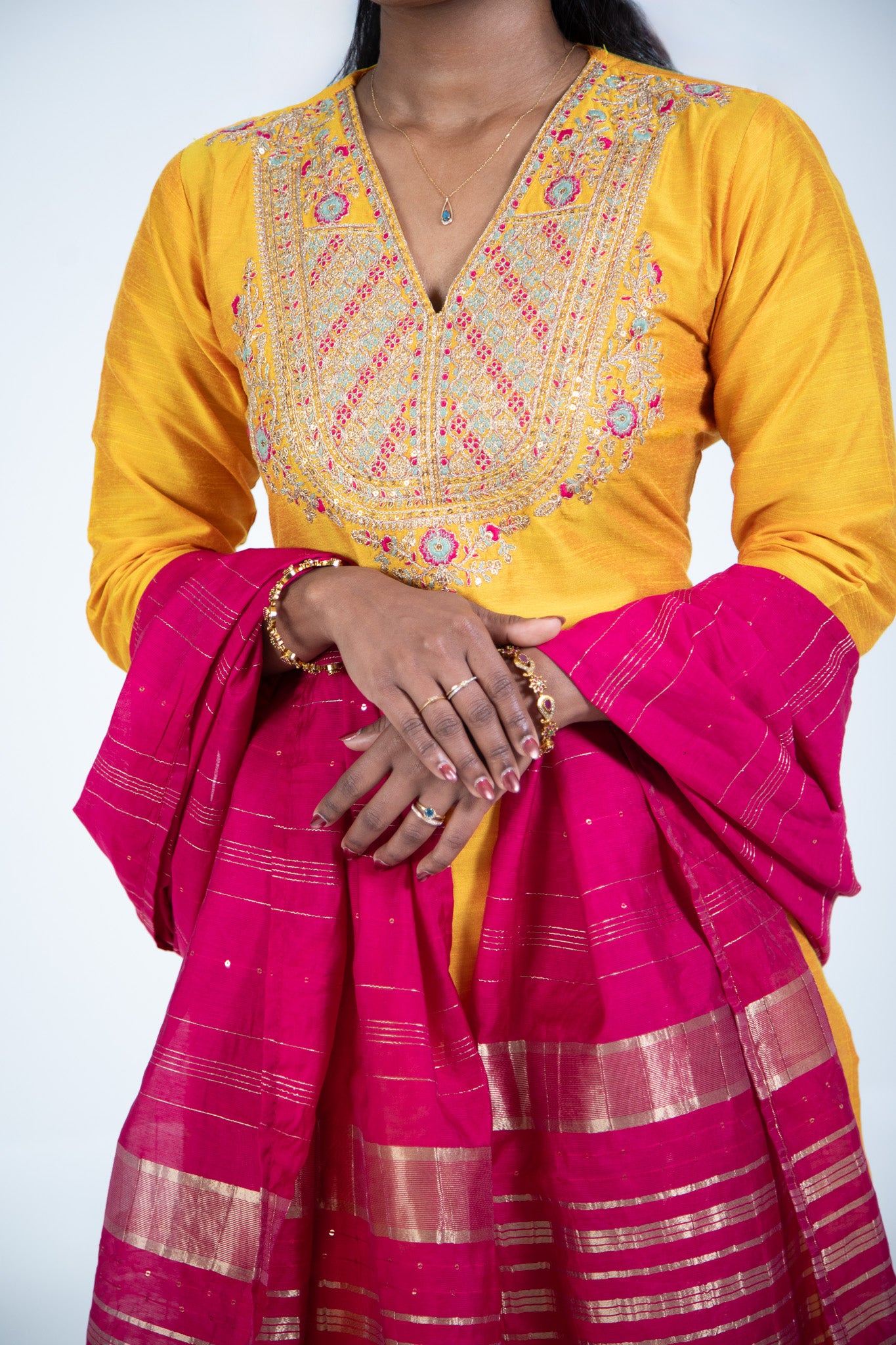 Yellow Silk Kurta Set with Dupatta