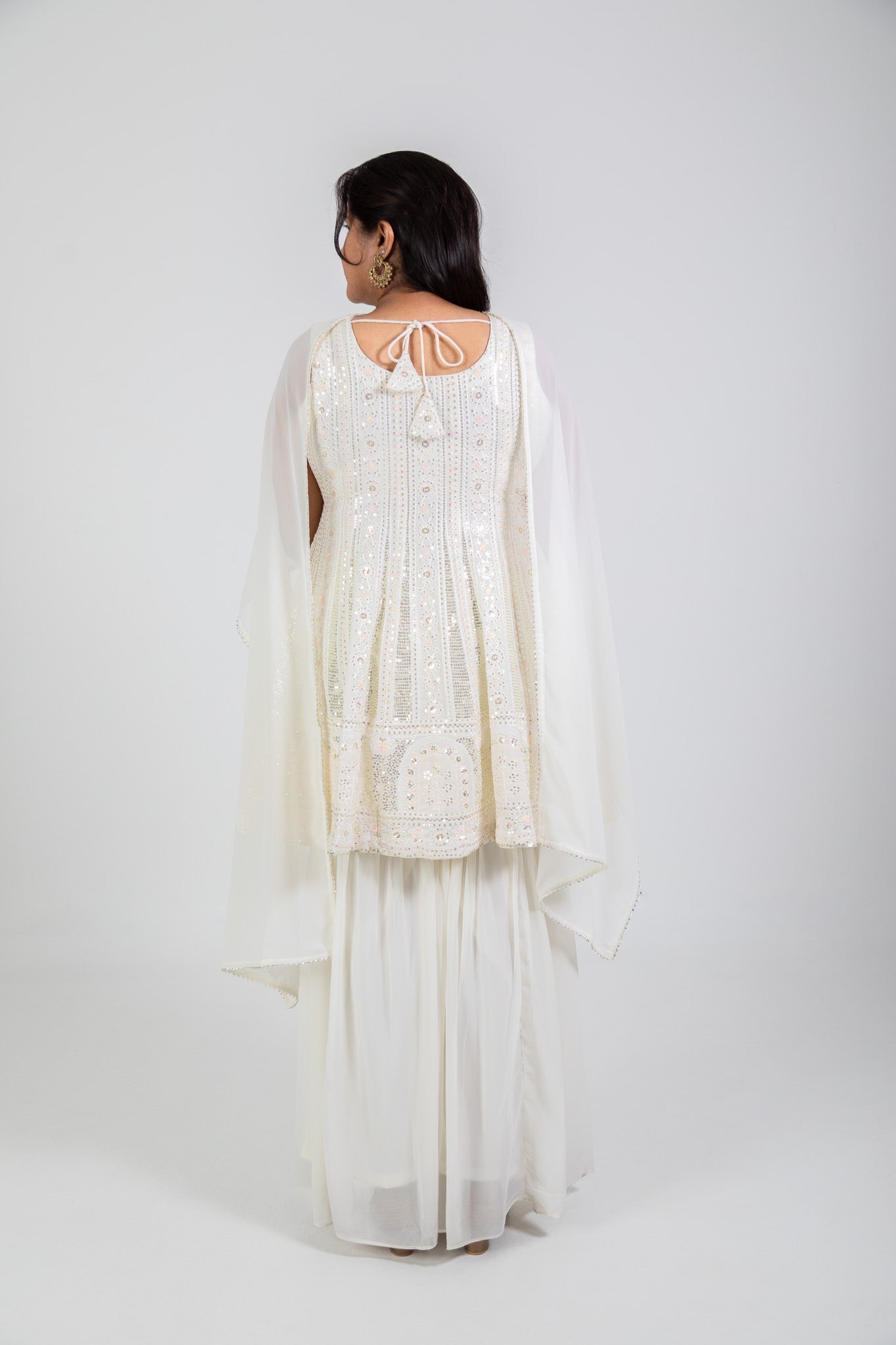 Ivory Mirror Peplum Sharara Set