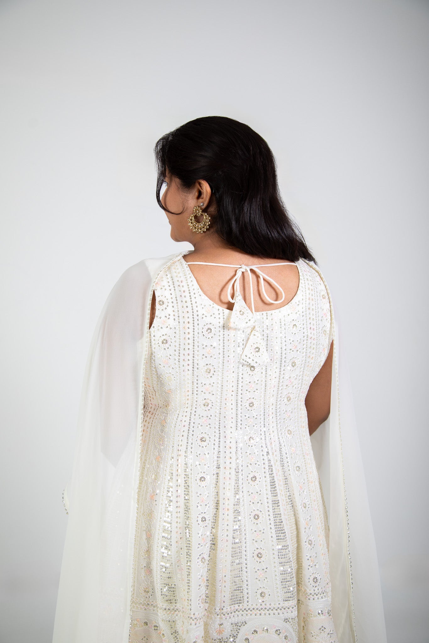 Ivory Mirror Peplum Sharara Set