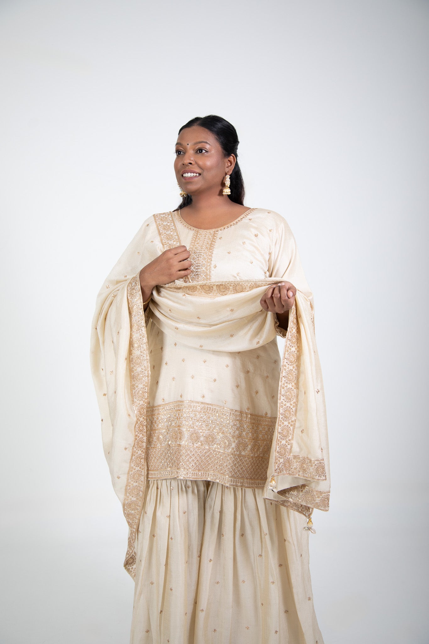 Gold Embroidered Sharara Suit Set