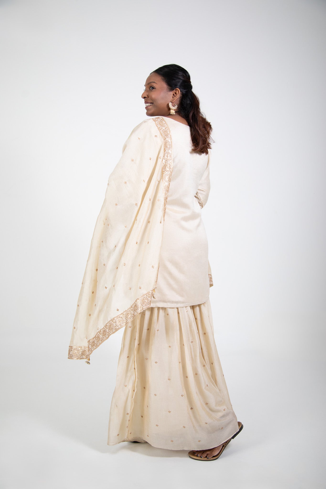 Gold Embroidered Sharara Suit Set