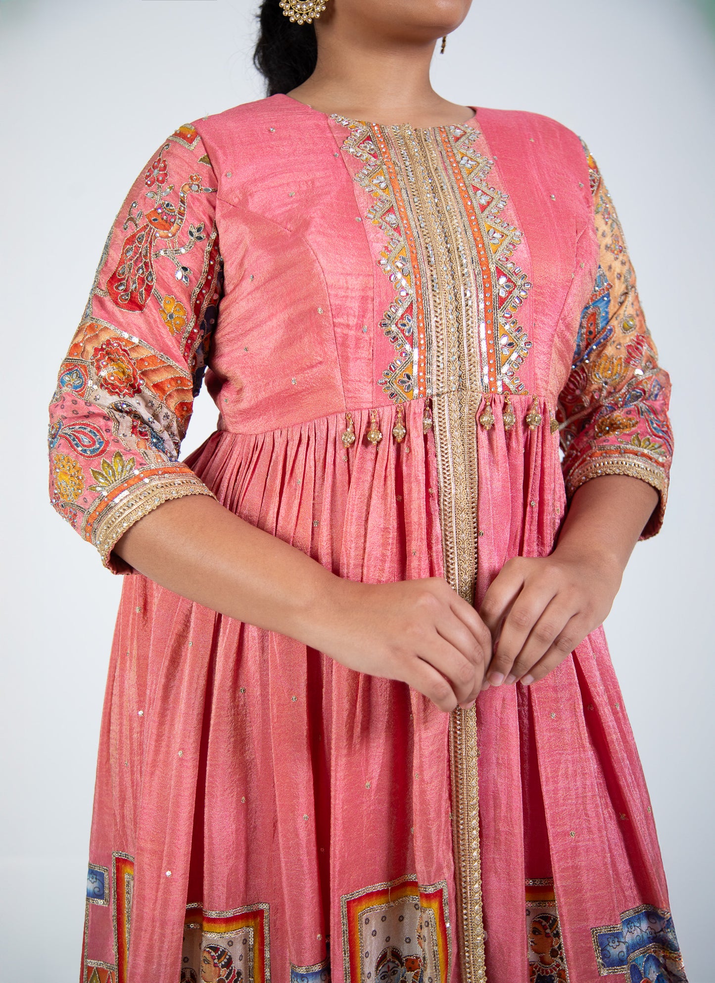 Soft Pink Art Print Anarkali Set