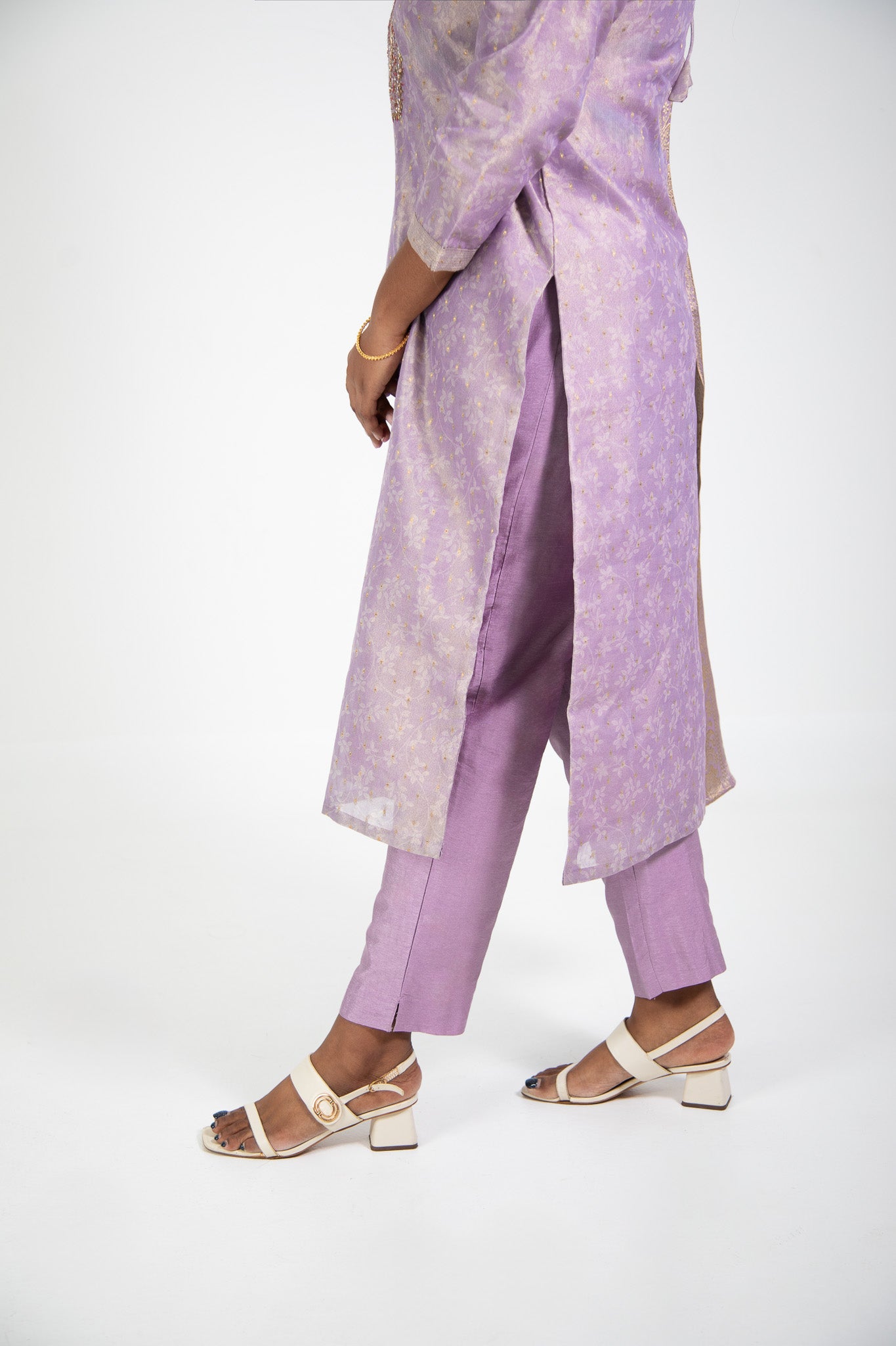 Lavender Floral Suit with Printed Dupatta