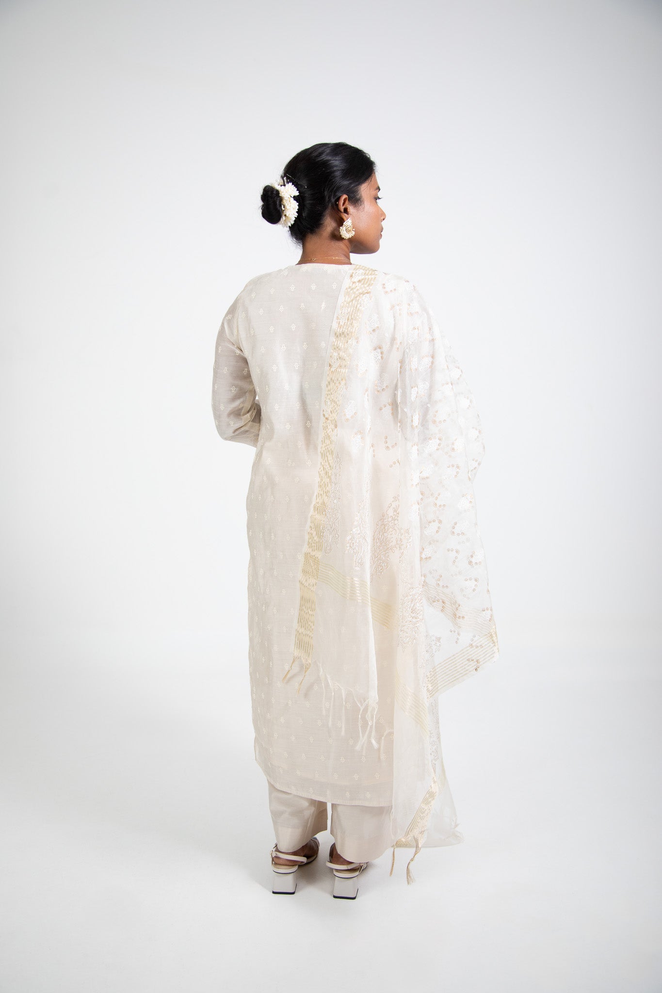 Ivory Gold-Embroidered Kurta Suit Set