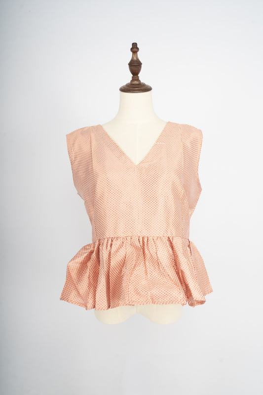 Blush Pink Brocade Peplum Top