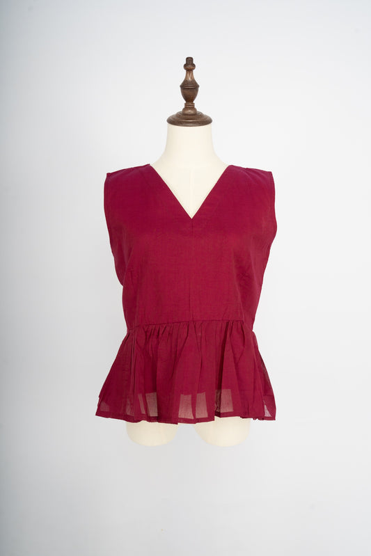 Magenta Handwoven Peplum Top