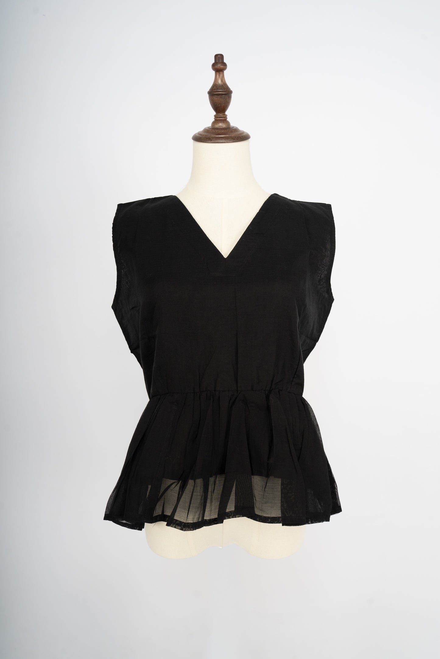 Solid Black Handwoven Peplum Top
