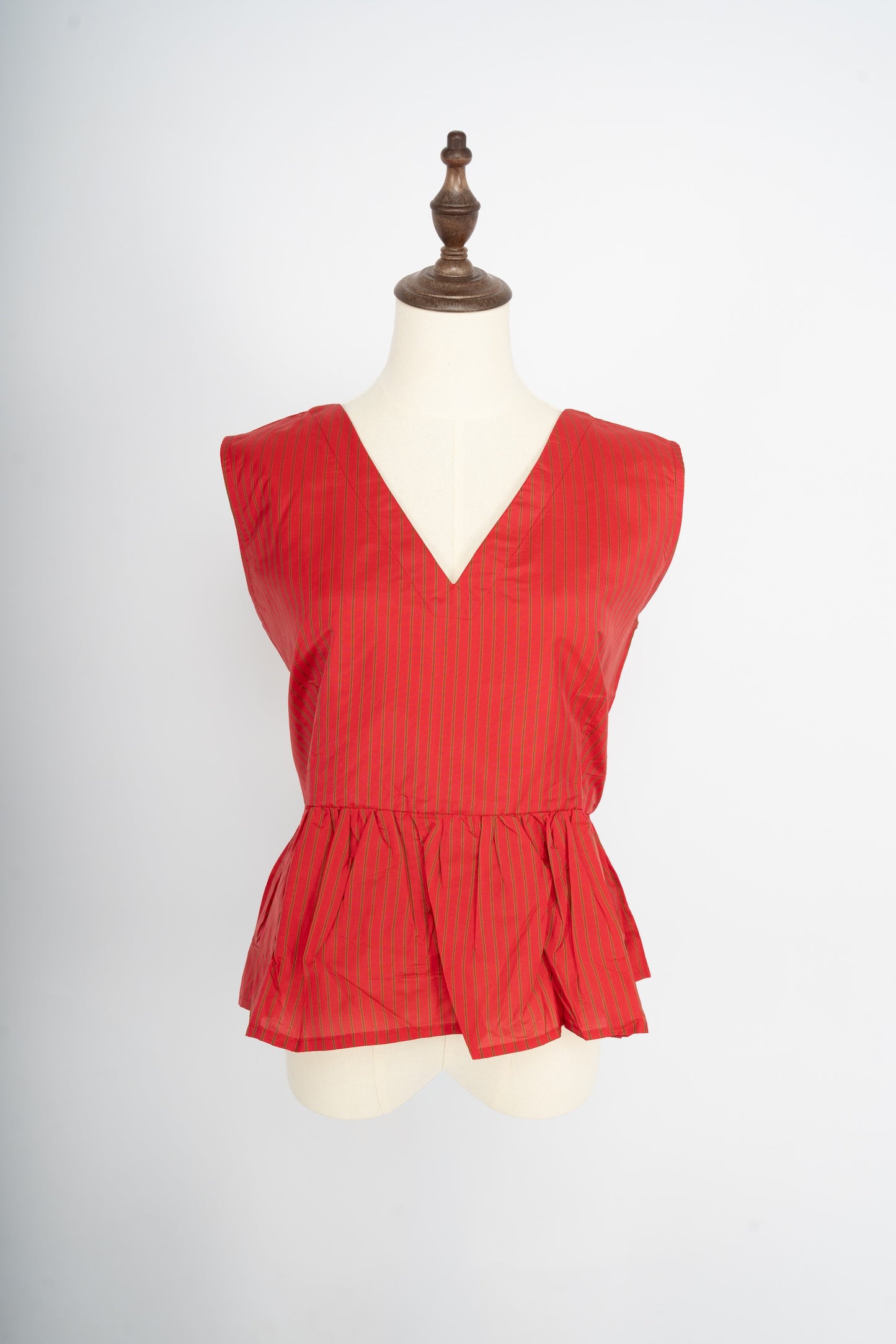 Rose Pink Pinstripe Cotton Peplum Top