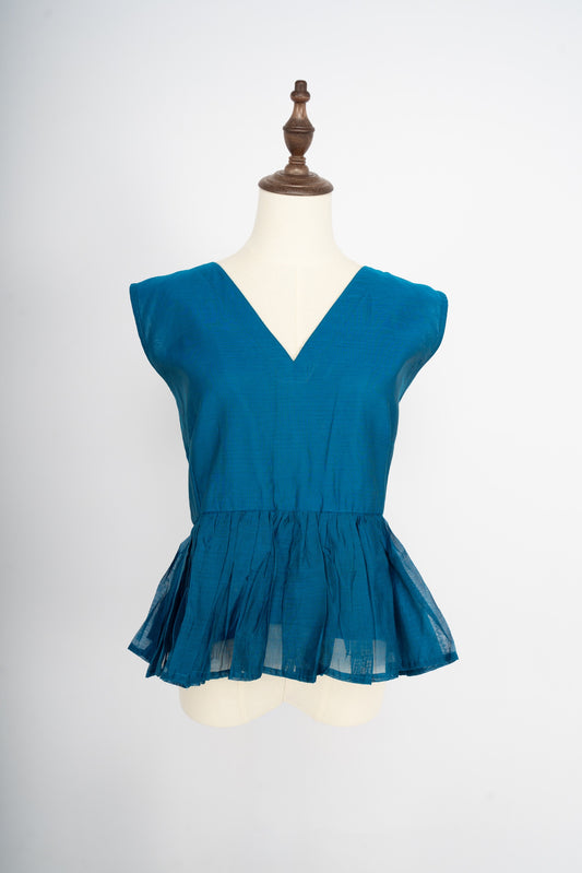 Navy Blue Peplum Top