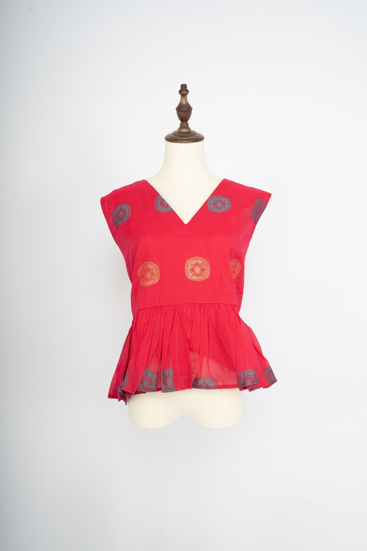 Fuchsia Mandala Cotton Peplum Top