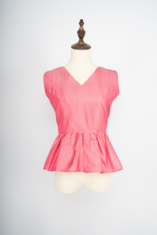 Blush Satin Peplum Top