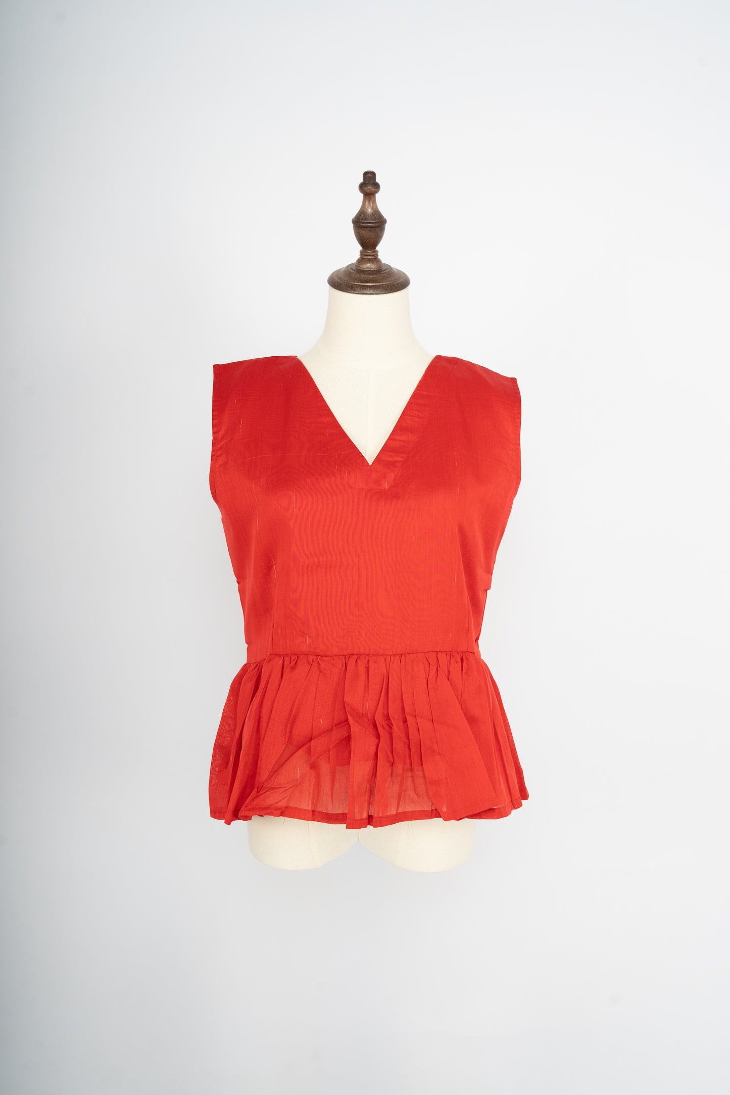 Coral Red Textured Peplum Top