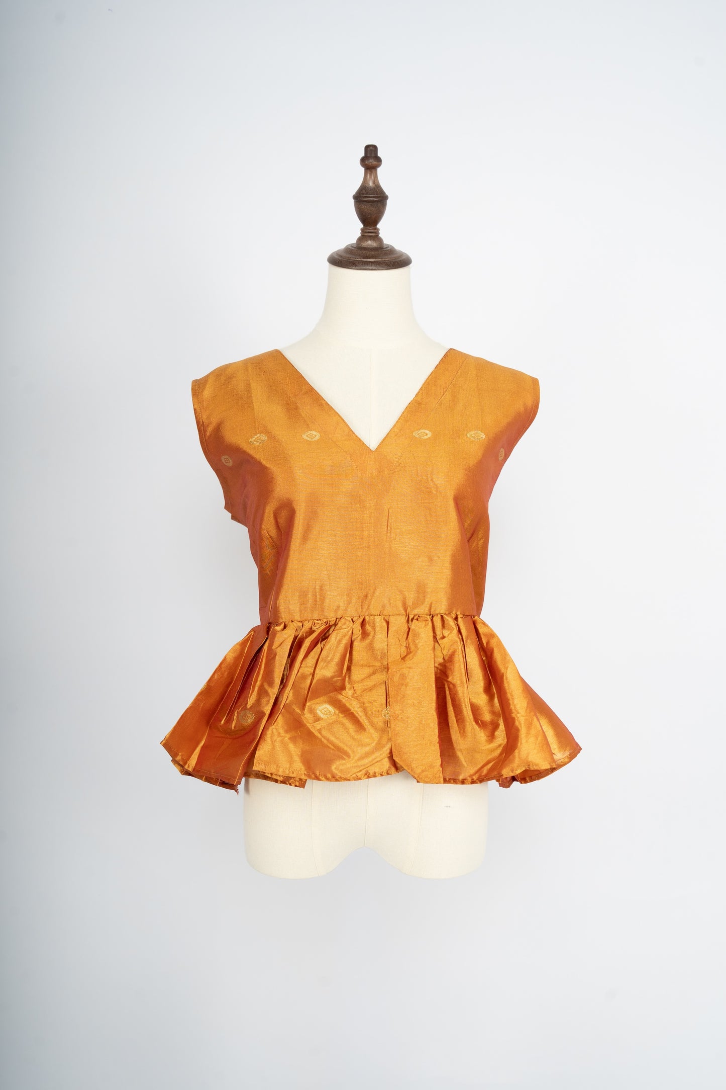 Gold Mustard Silk Peplum Top
