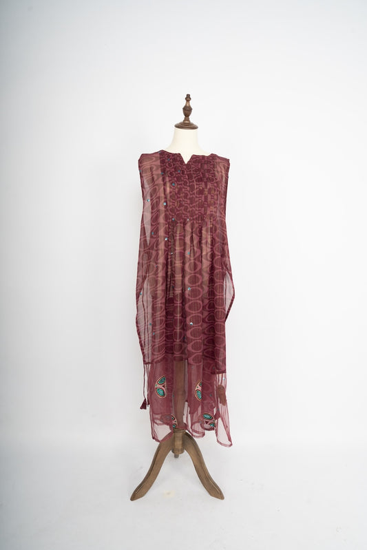 Maroon Mirage Long Shrug