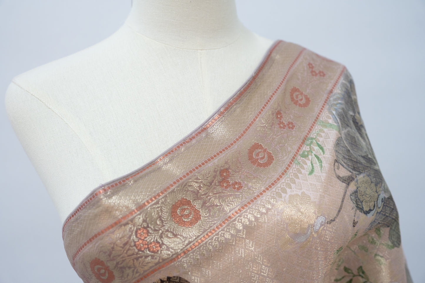 Blush Tussar Silk Saree