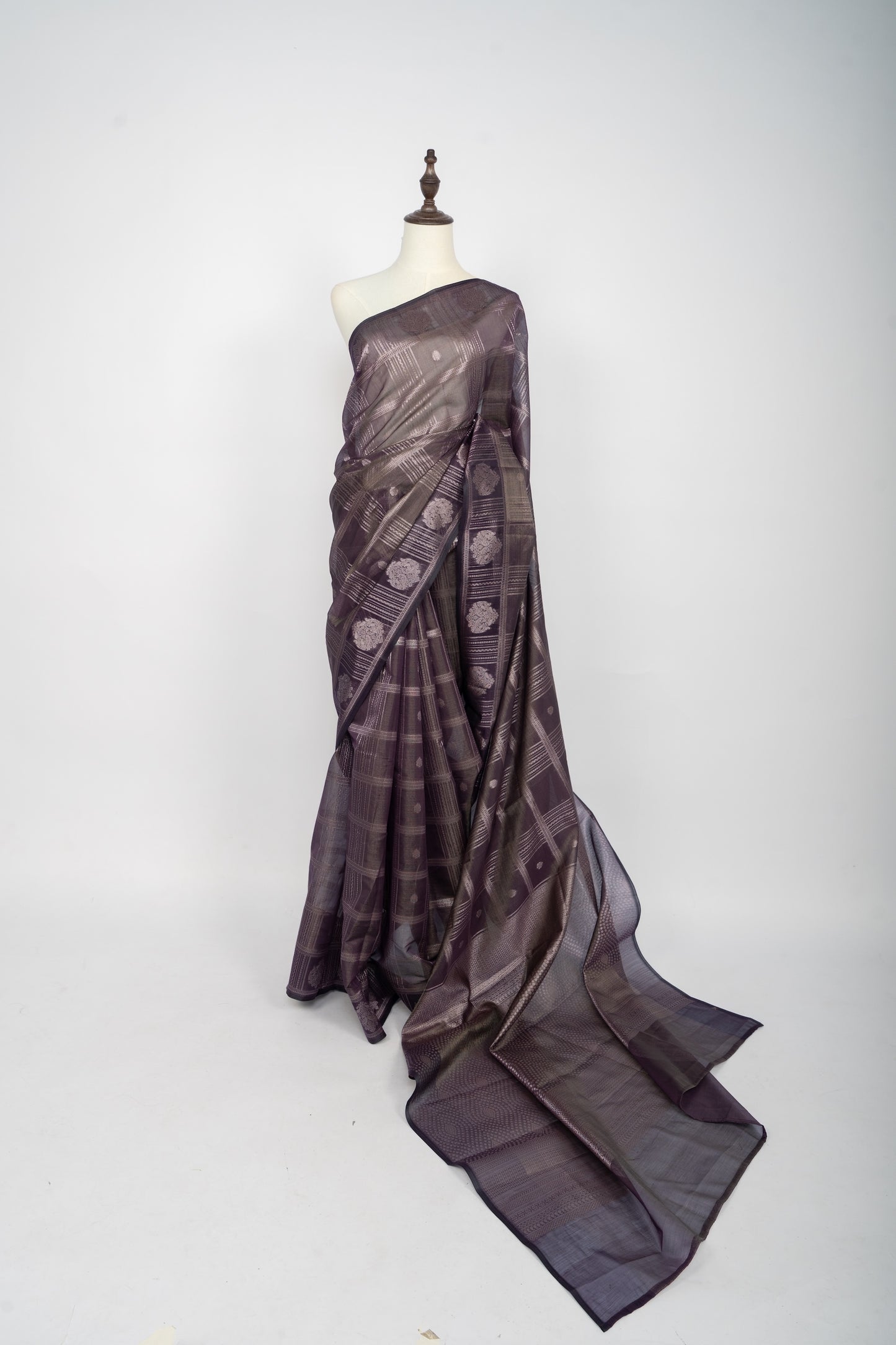 Plum Sheer Organza Saree