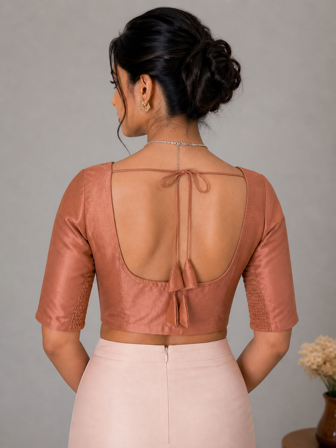 Rose Gold Stretchable Saree Blouse