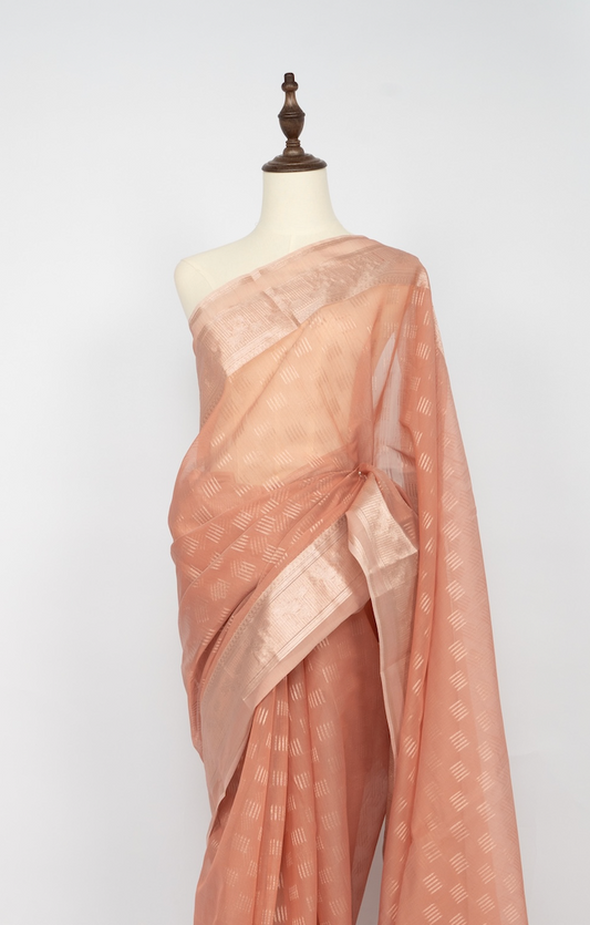 Blush Organza Silk Saree