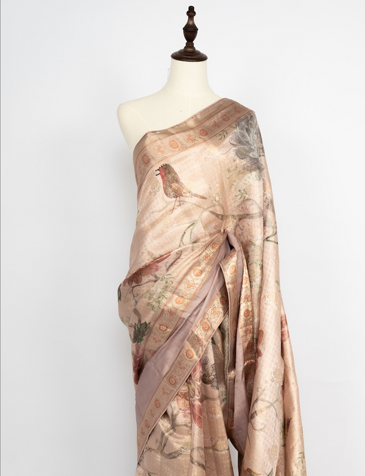 Blush Tussar Silk Saree
