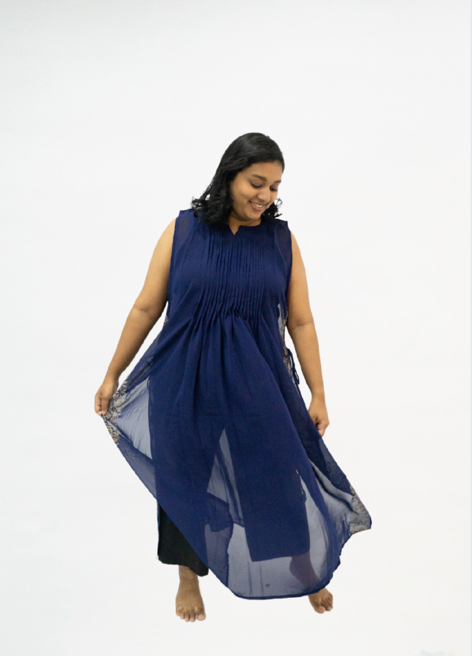 upcycled saree long shrug sustainable Indianwear shrug Singapore circular fashion layer made from saree upcycled chiffon georgette flowy saree shrug
