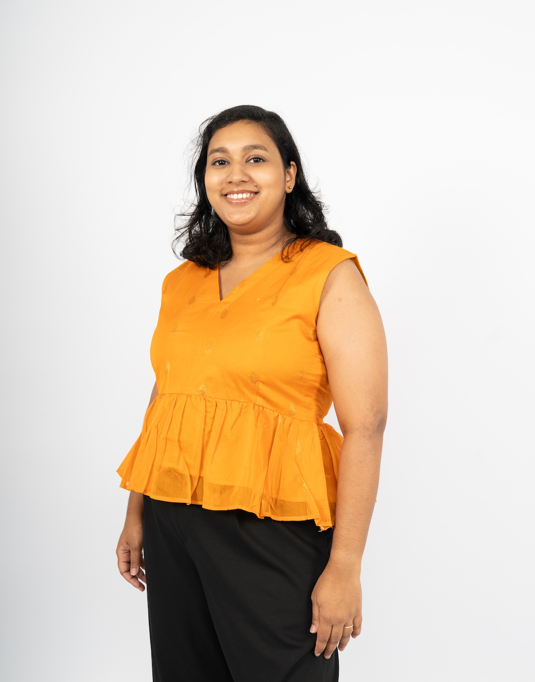 upcycled saree peplum top  circular fashion peplum blouse Singapore sustainable Indian top made from saree upcycled silk peplum top design