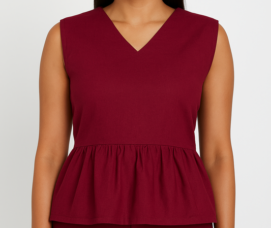 Magenta Handwoven Peplum Top