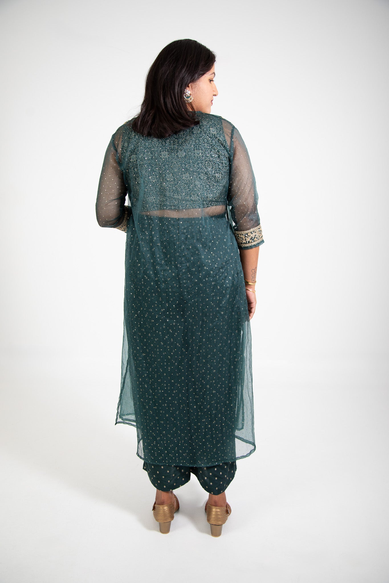 Oxford Green Embroidered Shrug Set