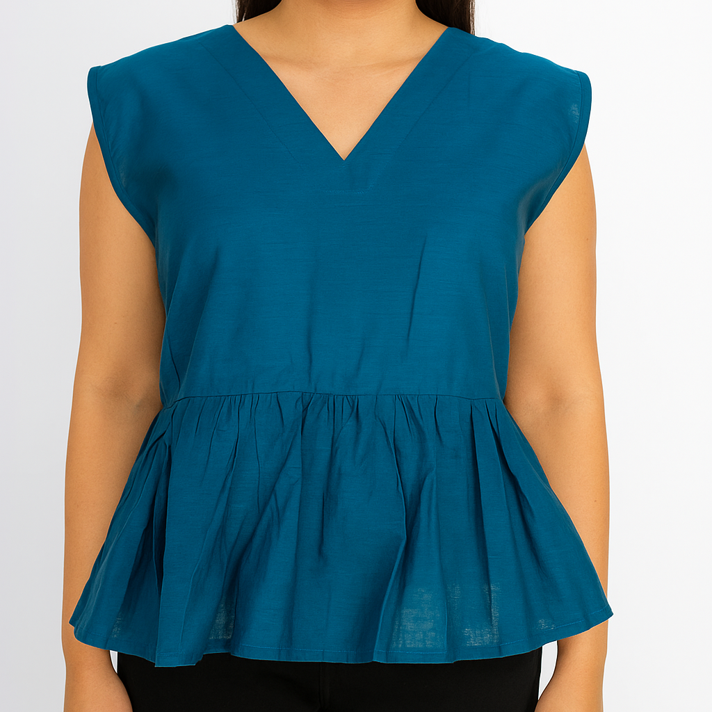 Navy Blue Peplum Top