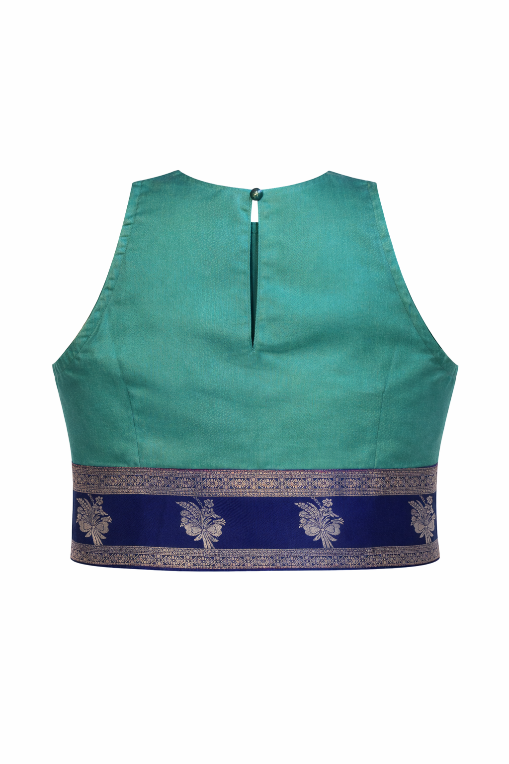 Blue Silk with Silver Buttas Zenith Crop