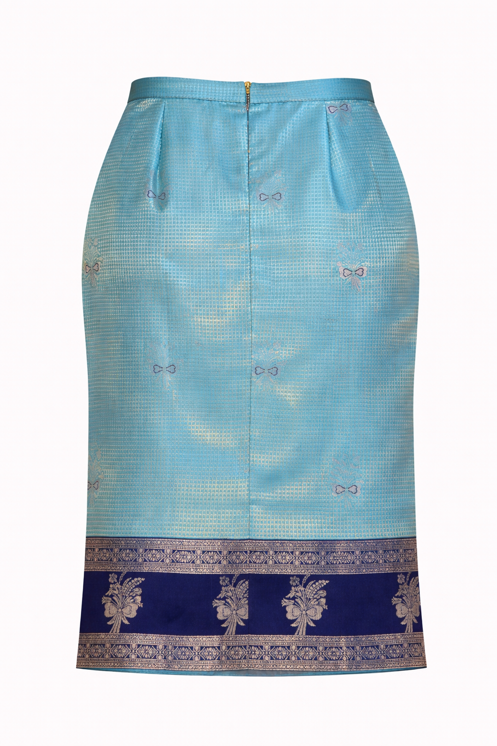 Blue with Silver Checks Nadir Skirt