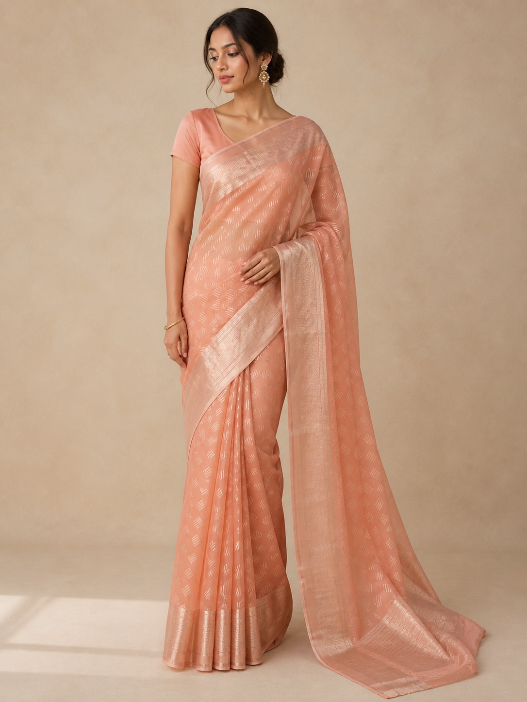 Blush Organza Silk Saree