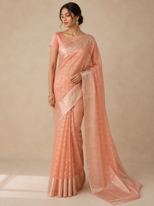 Blush Organza Silk Saree