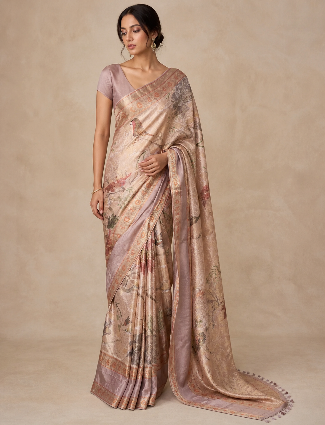 Blush Tussar Silk Saree