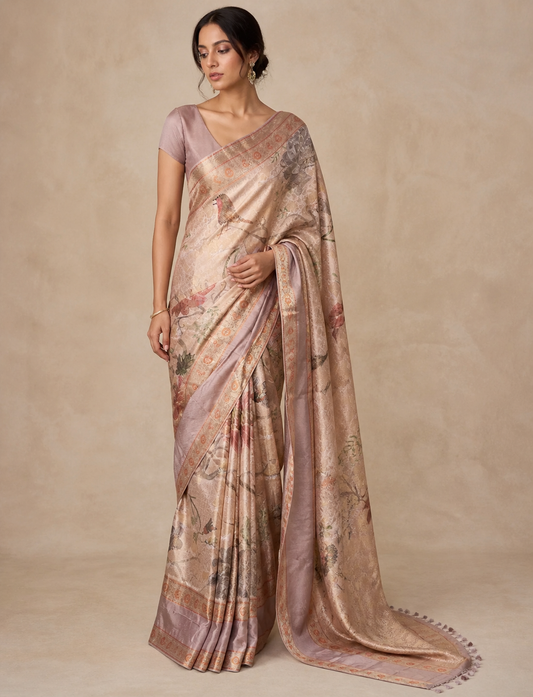 Blush Tussar Silk Saree