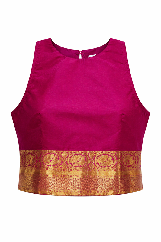 Crimson Red Silk Peacock Medallion Zenith Crop