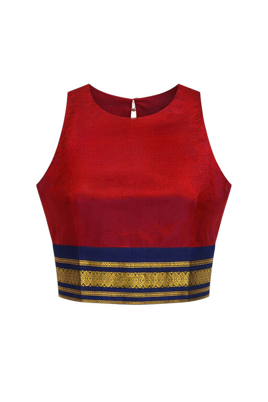Deep Maroon Silk with Navy & Gold Zenith Crop
