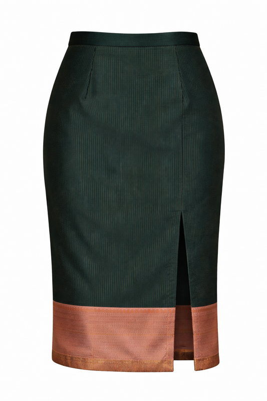 Deep Teal Silk with Copper-Rose Nadir Skirt