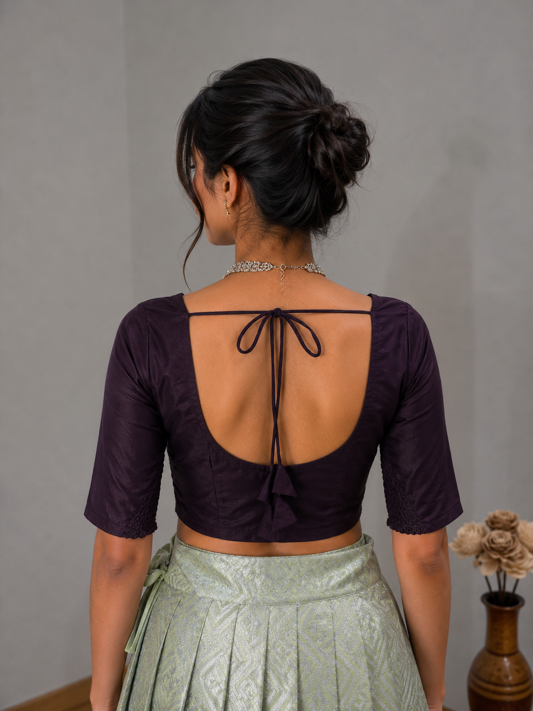Deep Plum Stretchable Saree Blouse