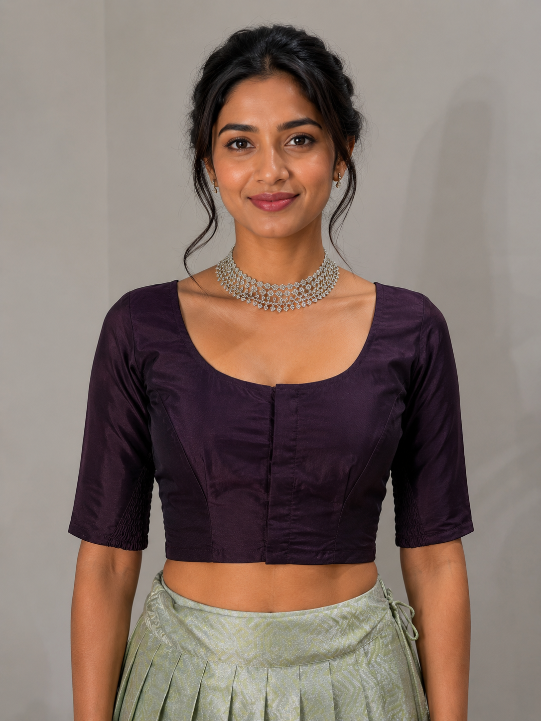 Deep Plum Stretchable Saree Blouse