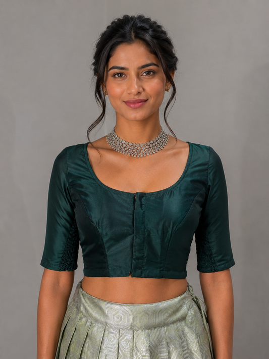 Dark Green Stretchable Saree Blouse
