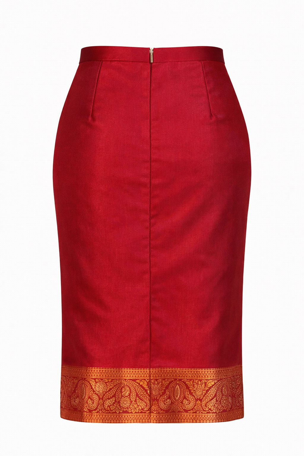 Hot Pink Silk with Gold Peacock Nadir Skirt